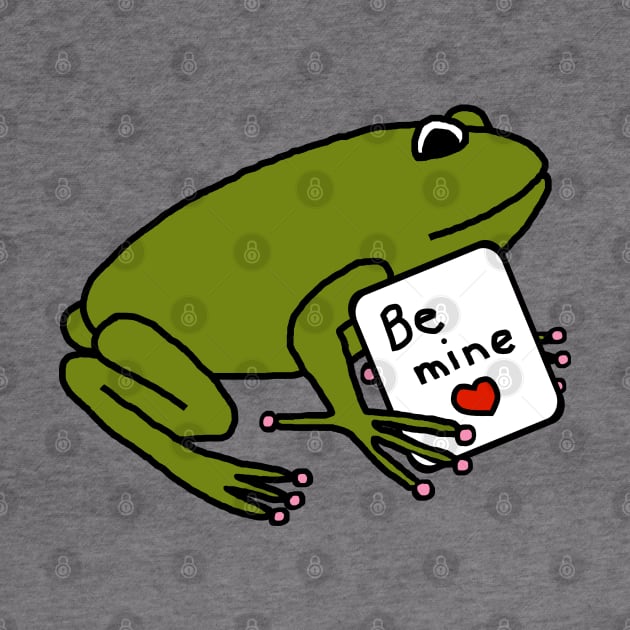 Green Frog says Be Mine on Valentines Day by ellenhenryart